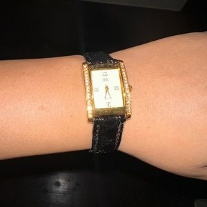 JBK Jacqueline Kennedy Tank Watch Women Gold Tone Pave
